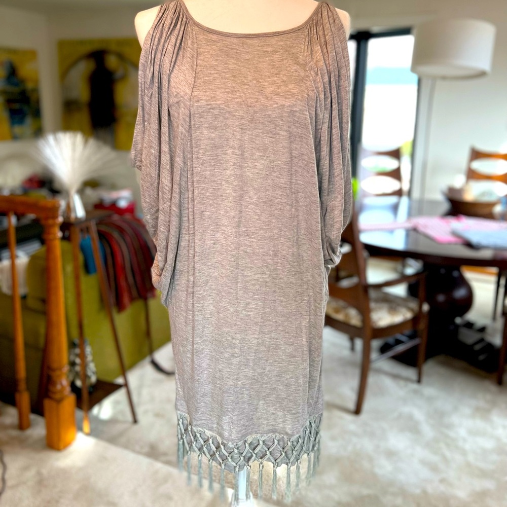 Fate gray dress with fringe